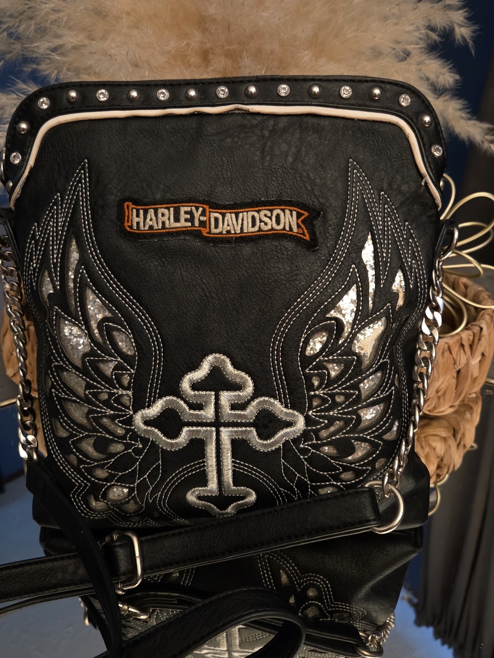 Harley-Davidson - Blazin Roxx Winged Cross Crossbody Bag | Rhinestone Studded